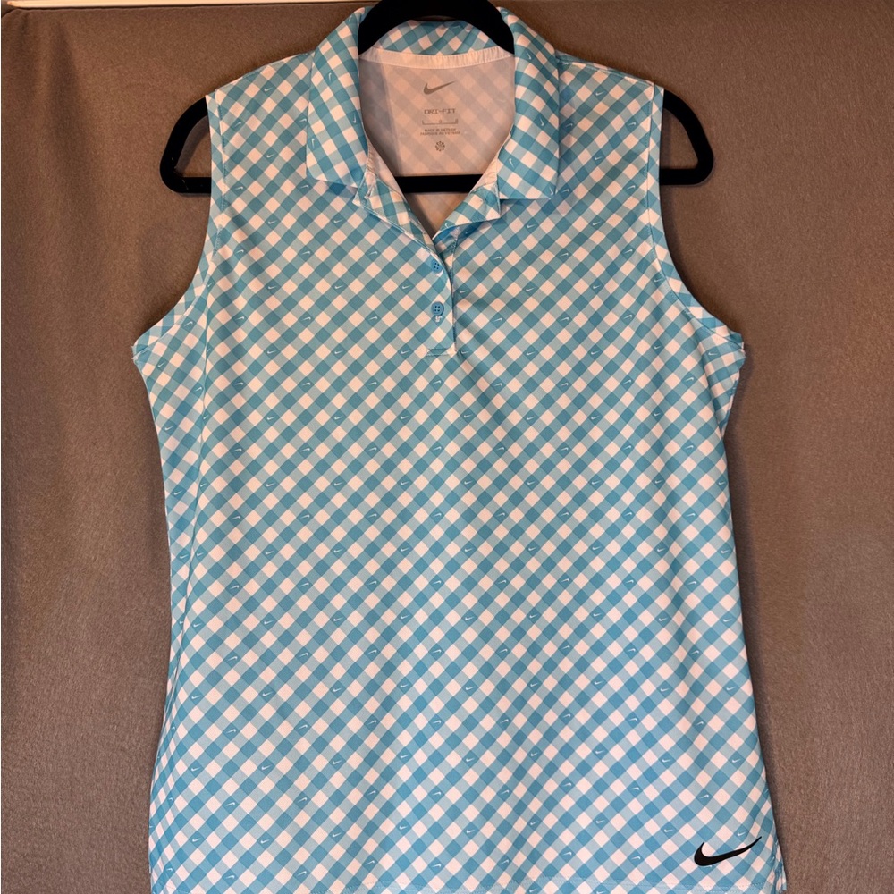 Nike Blue and White Checkered Golf Shirt.  Excellent Condition.